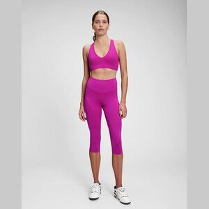 GapFit V-Neck Racerback Sports Bra in Eclipse rose pink verbana XL